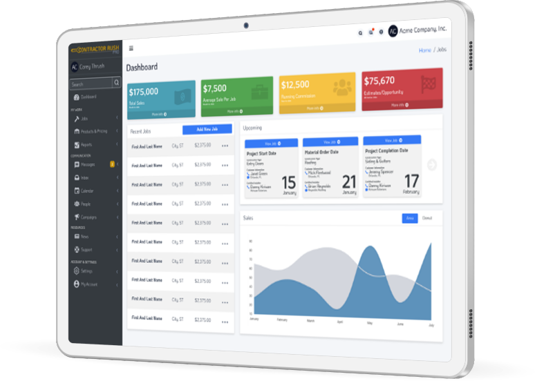 ipad displaying contractors rush pro dashboard - best residential project management software